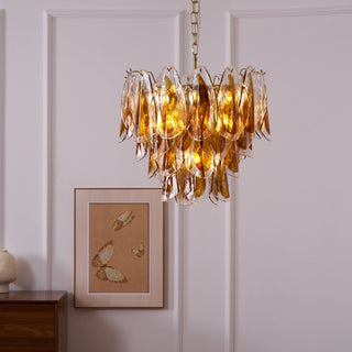 Aurora Lustre Ambre Feuille Verre Superposé Organique Chaleur