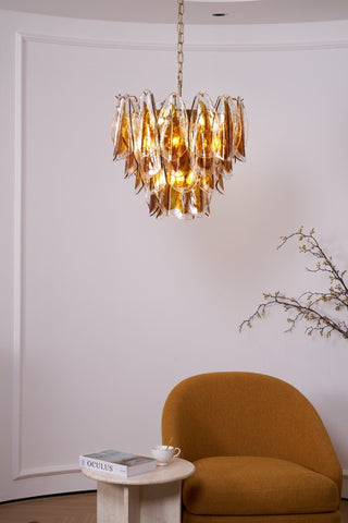 Aurora Lustre Ambre Feuille Verre Superposé Organique Chaleur