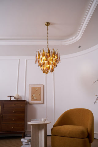 Aurora Lustre Ambre Feuille Verre Superposé Organique Chaleur