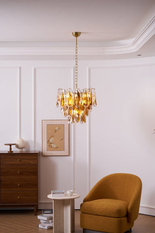 Aurora Lustre Ambre Feuille Verre Superposé Organique Chaleur