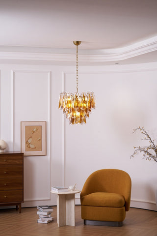 Aurora Lustre Ambre Feuille Verre Superposé Organique Chaleur
