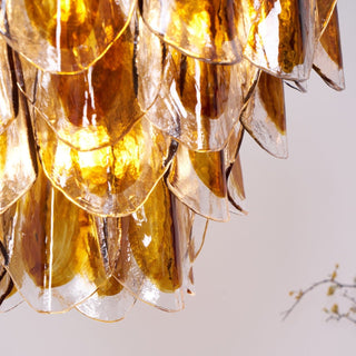 Aurora Lustre Ambre Feuille Verre Superposé Organique Chaleur