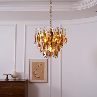 Aurora Lustre Ambre Feuille Verre Superposé Organique Chaleur