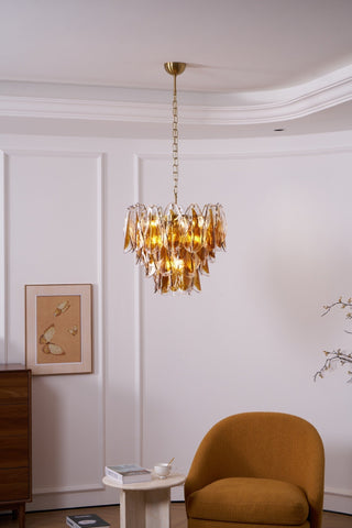 Aurora Lustre Ambre Feuille Verre Superposé Organique Chaleur
