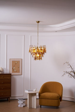 Aurora Lustre Ambre Feuille Verre Superposé Organique Chaleur