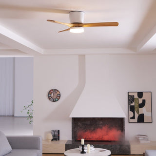 Ventilateur de plafond nordique en bois Ezra avec lumière
