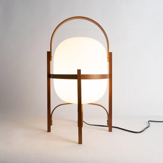 Lethra Lampe de Table en Bois Et Verre