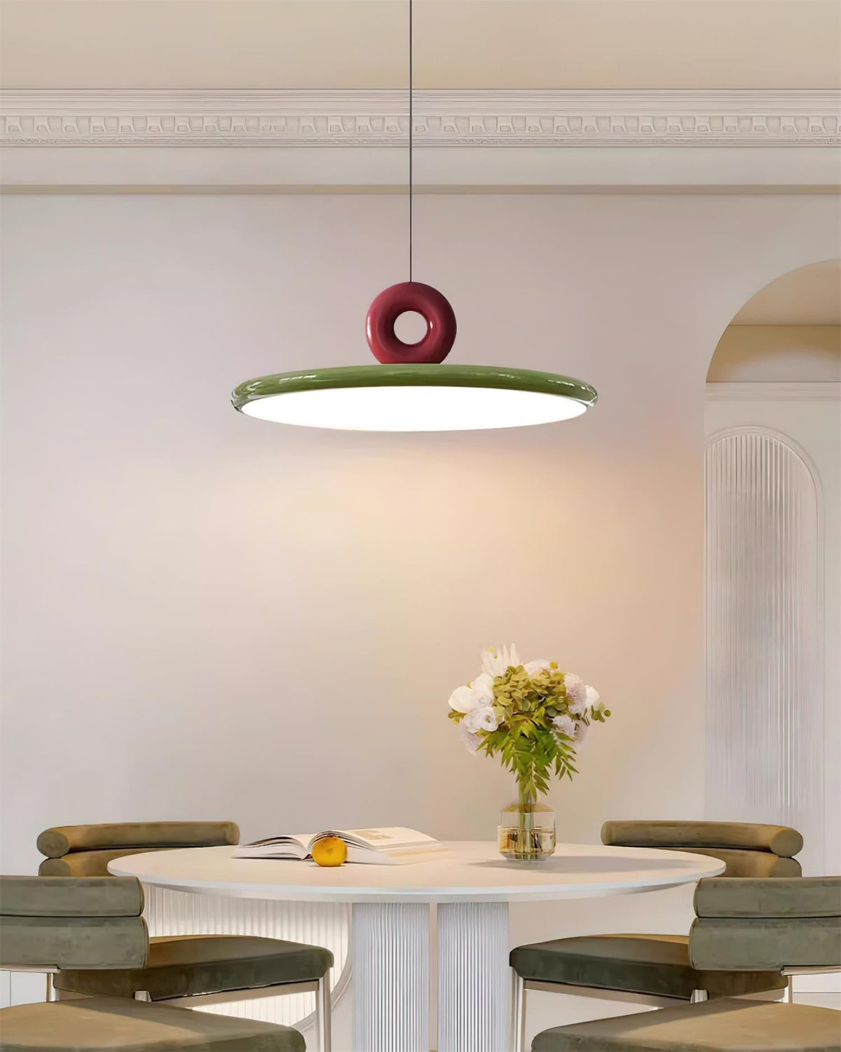 Pendant Lamp Disc with Loop Detail Ambient Minimalist-Neutral Decor