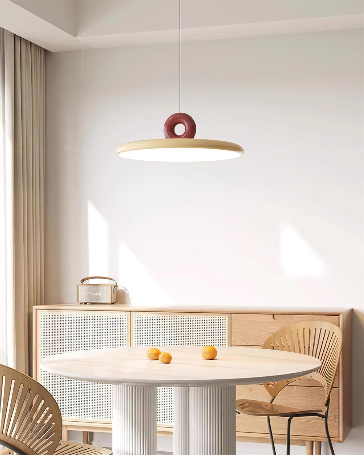 Pendant Lamp Disc with Loop Detail Ambient Minimalist-Neutral Decor