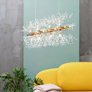 Lustra Lustre Laiton Linéaire Cristal Branche