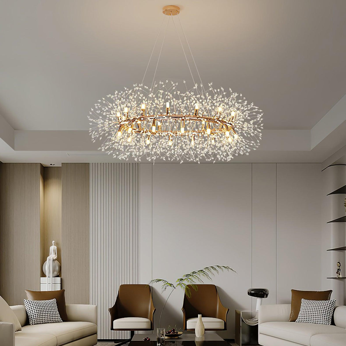 Kirelia Lustre Pissenlit Rond en Acier Inoxydable