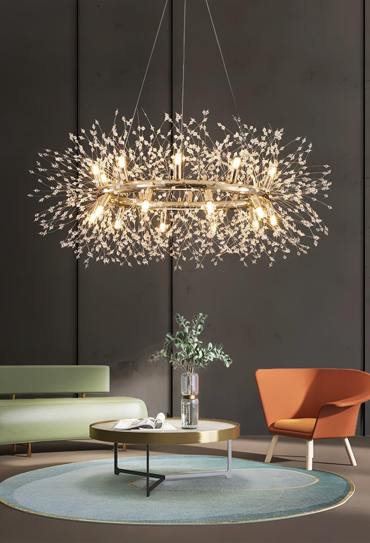 Kirelia Lustre Pissenlit Rond en Acier Inoxydable