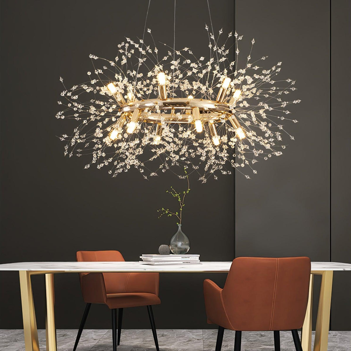 Kirelia Lustre Pissenlit Rond en Acier Inoxydable
