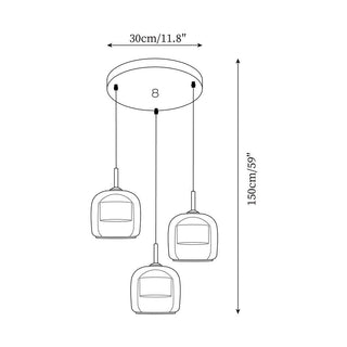 June Suspension Luminaire Design Verre Gris Fumé