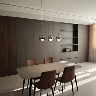 June Suspension Luminaire Design Verre Gris Fumé