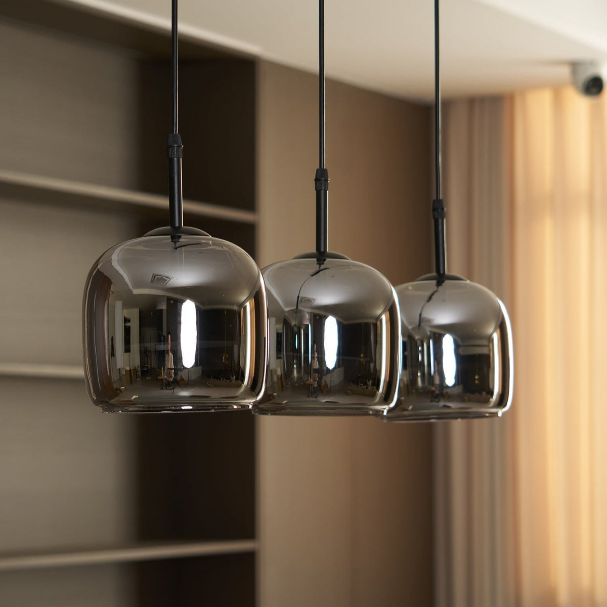 June Suspension Luminaire Design Verre Gris Fumé