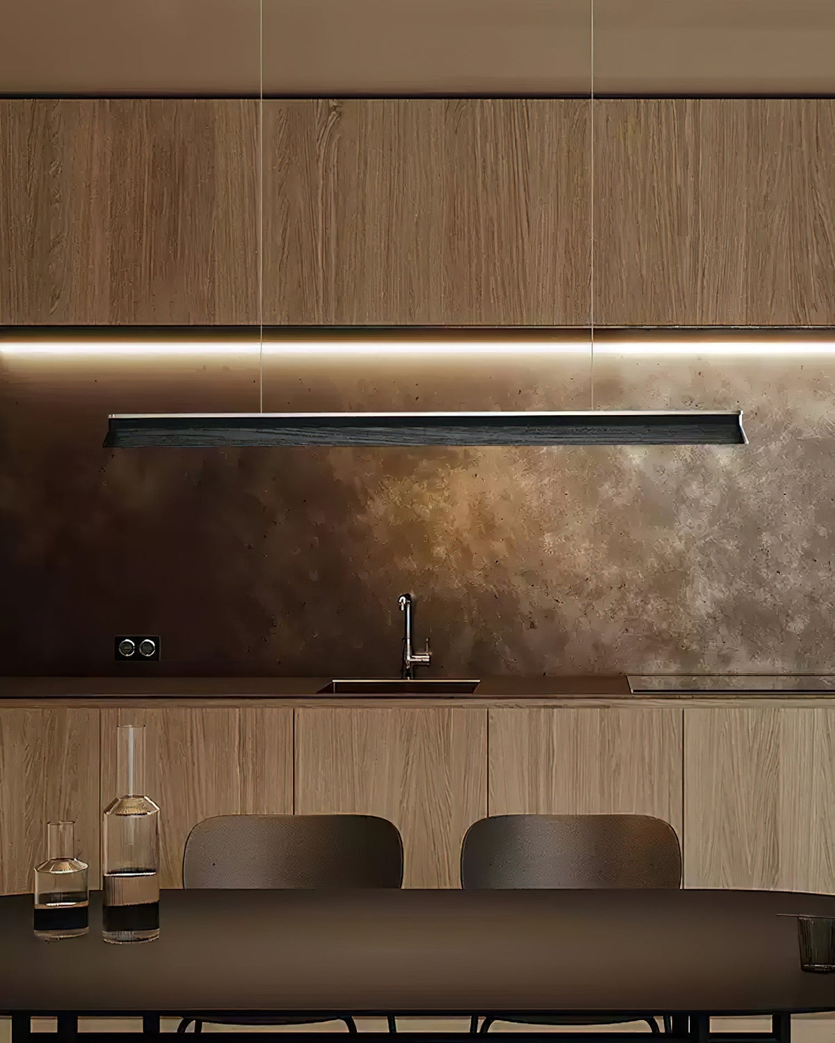 Soleris Suspension Lampe Poutre en Bois Minimaliste