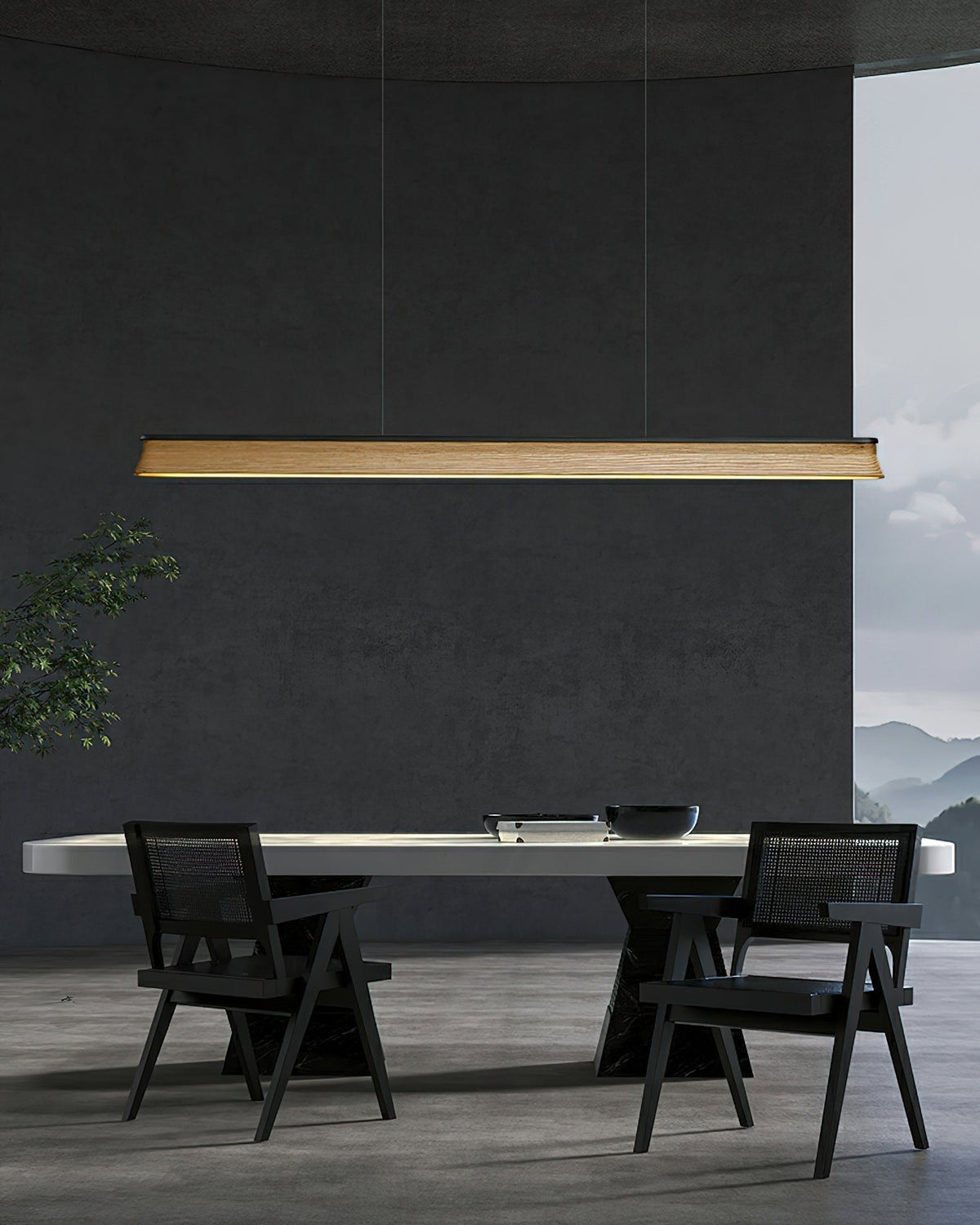 Soleris Suspension Lampe Poutre en Bois Minimaliste