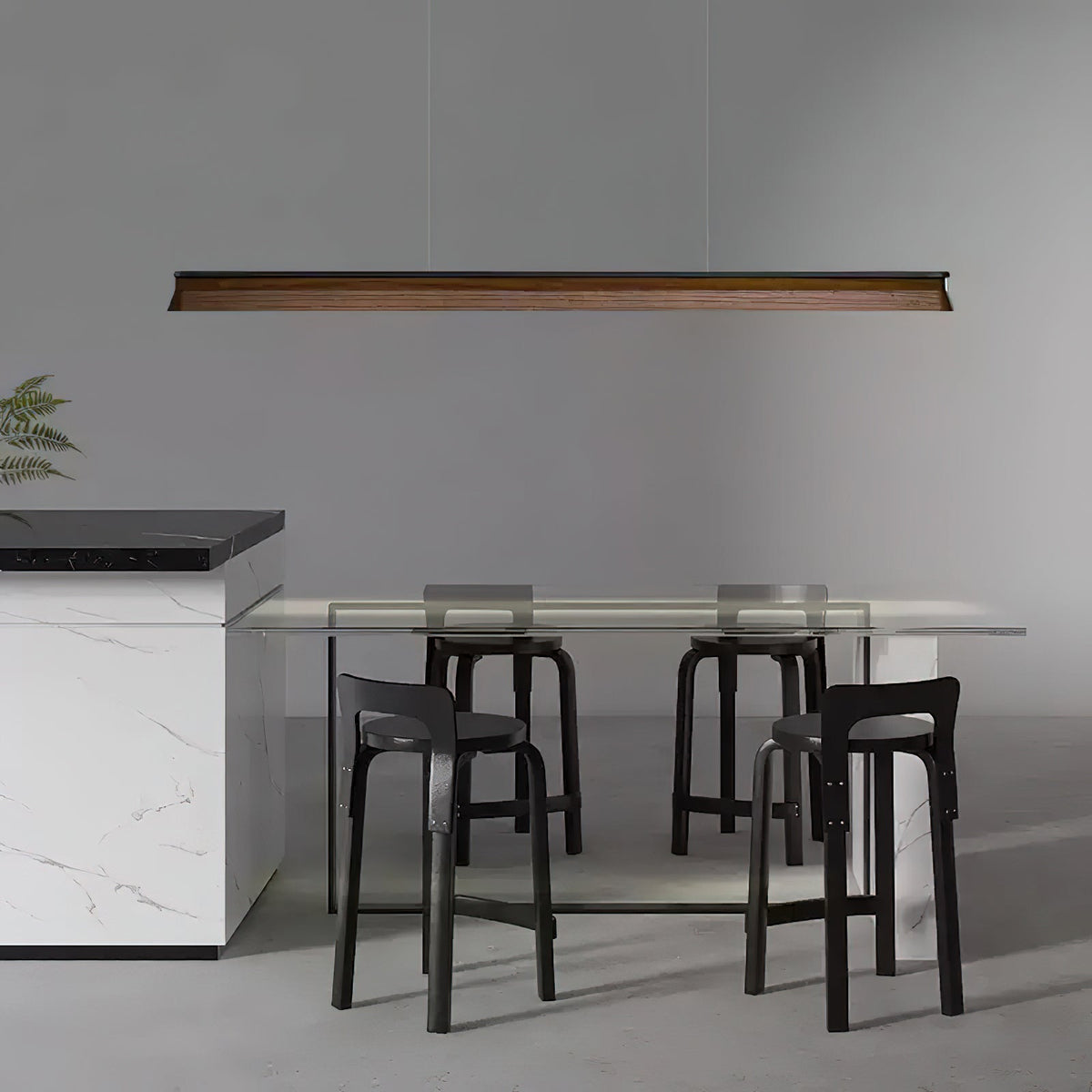 Soleris Suspension Lampe Poutre en Bois Minimaliste