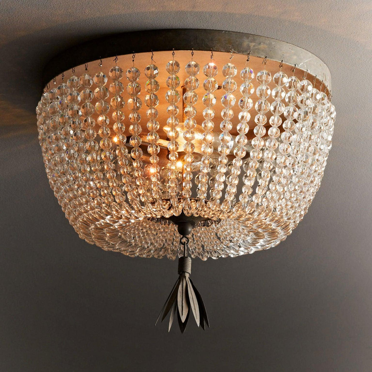 Galora Plafonnier avec brins de perles de cristal de luxe