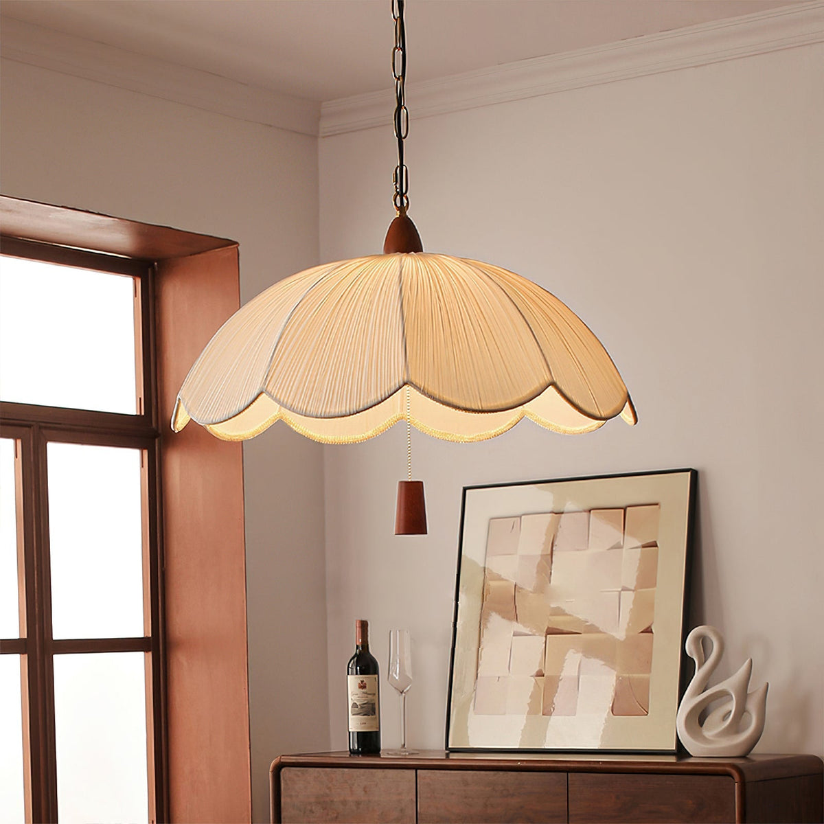 Angled view of the Dawson Pendant Light showing its umbrella-like silhouette.
