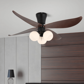 Plafonnier Ventilateur Lunair Vintage en Bois et Verre