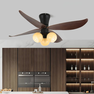 Plafonnier Ventilateur Lunair Vintage en Bois et Verre
