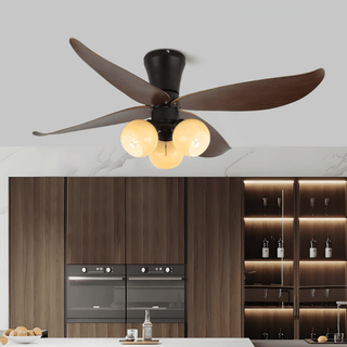 Plafonnier Ventilateur Lunair Vintage en Bois et Verre