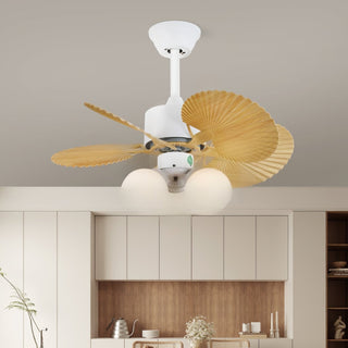 Ventilateur de plafond Aurelia en bois et verre vintage avec lumière