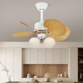 Ventilateur de plafond Aurelia en bois et verre vintage avec lumière