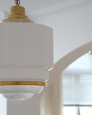 Lustra Suspension Laiton Verre Cannelé