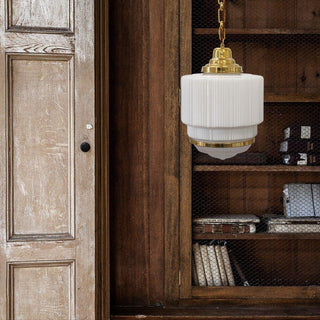 Lustra Suspension Laiton Verre Cannelé