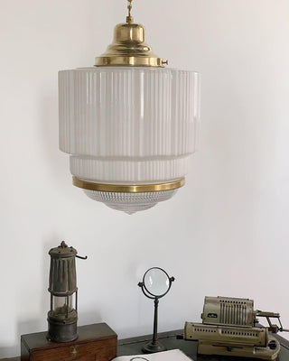 Lustra Suspension Laiton Verre Cannelé