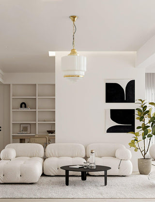 Lustra Suspension Laiton Verre Cannelé