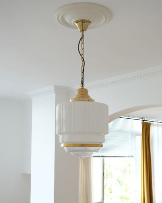 Lustra Suspension Laiton Verre Cannelé