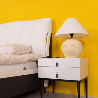 Lumian Lampe de Table en Tissu Et Céramique Rustique Beige