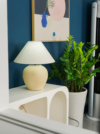 Lumian Lampe de Table en Tissu Et Céramique Rustique Beige