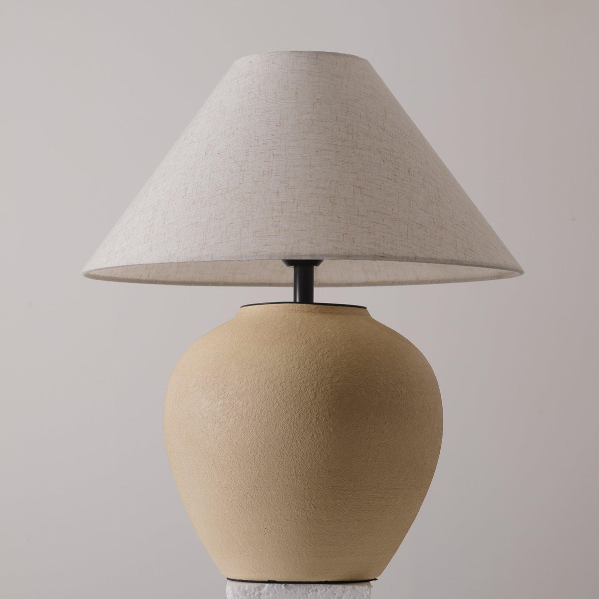 Lumian Lampe de Table en Tissu Et Céramique Rustique Beige