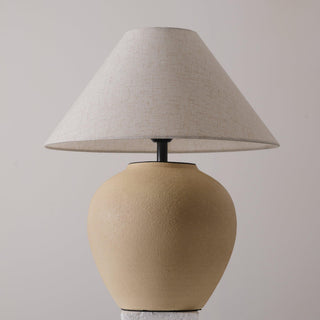 Lumian Lampe de Table en Tissu Et Céramique Rustique Beige