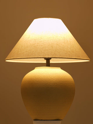 Lumian Lampe de Table en Tissu Et Céramique Rustique Beige