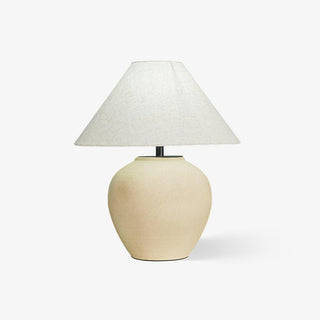Lumian Lampe de Table en Tissu Et Céramique Rustique Beige