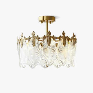 Lustra Lustre en Verre Pétales avec Cadre Doré Rond