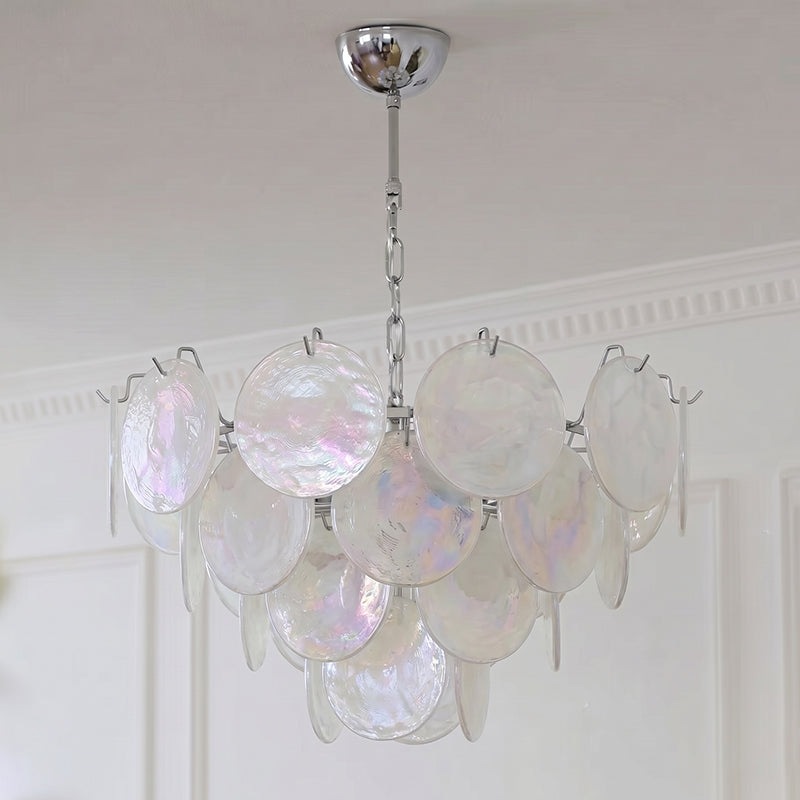 Full product view of the Brette Disk Glass Chandelier.