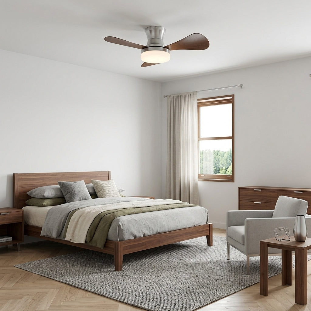 Detail shot of the integrated LED light on the Brennan Ceiling Fan.