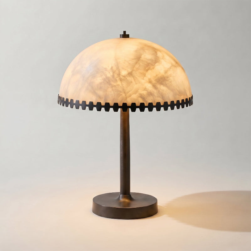 Bronson Dentil Alabaster Table Lamp, three-quarter view.