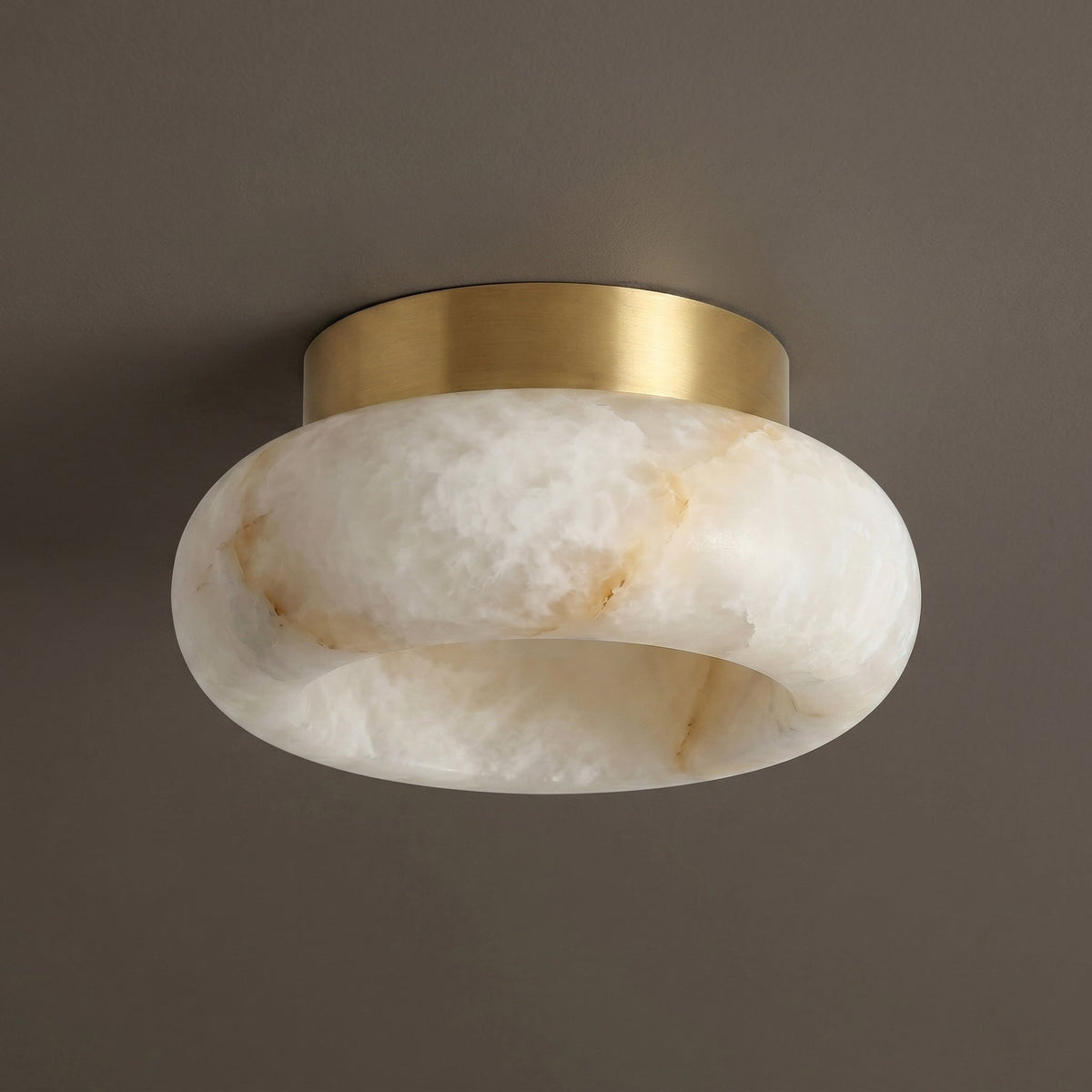 Unlit view of the Cairns Alabaster Ceiling Lamp against a white background.