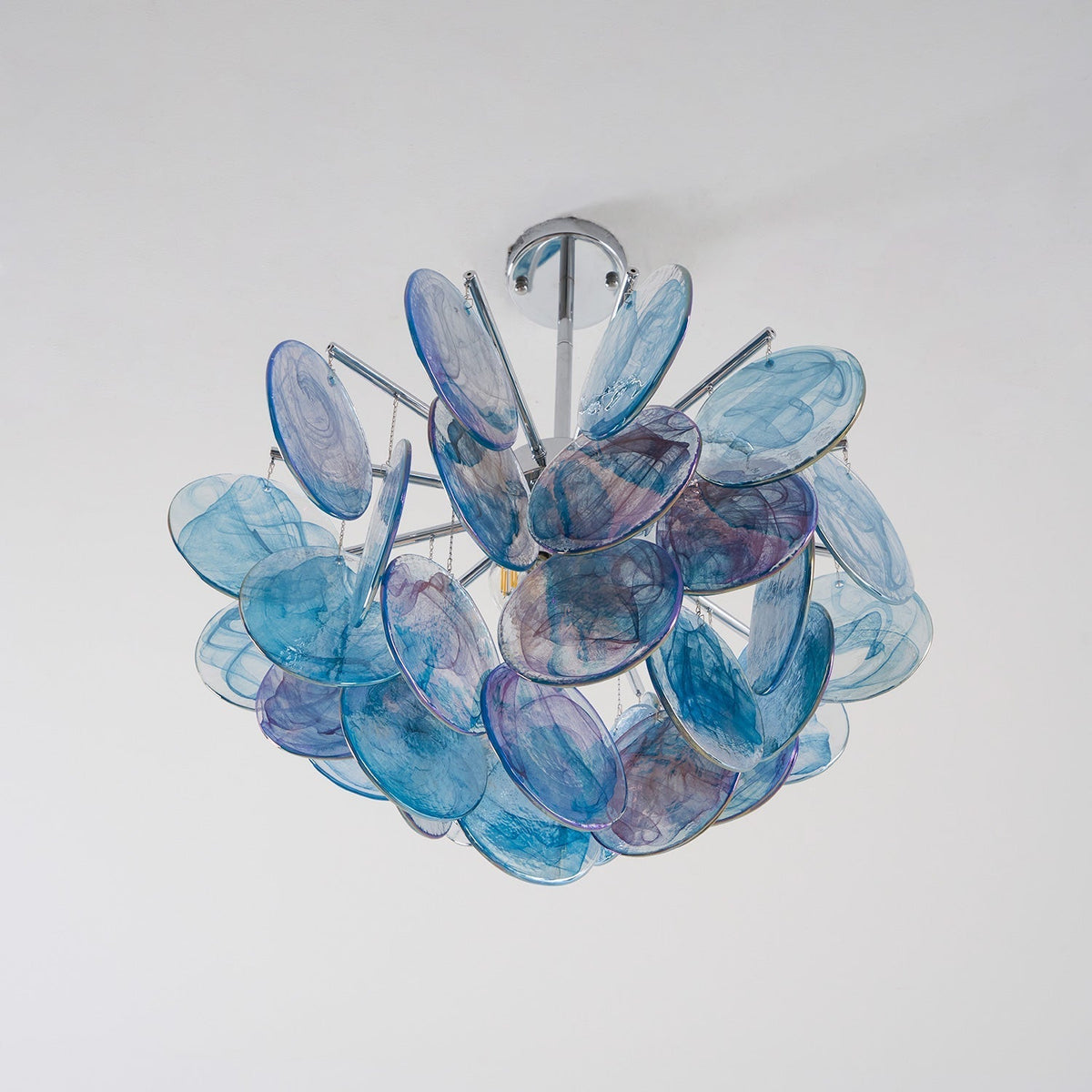 The Camisa Glass Chandelier from a low angle.