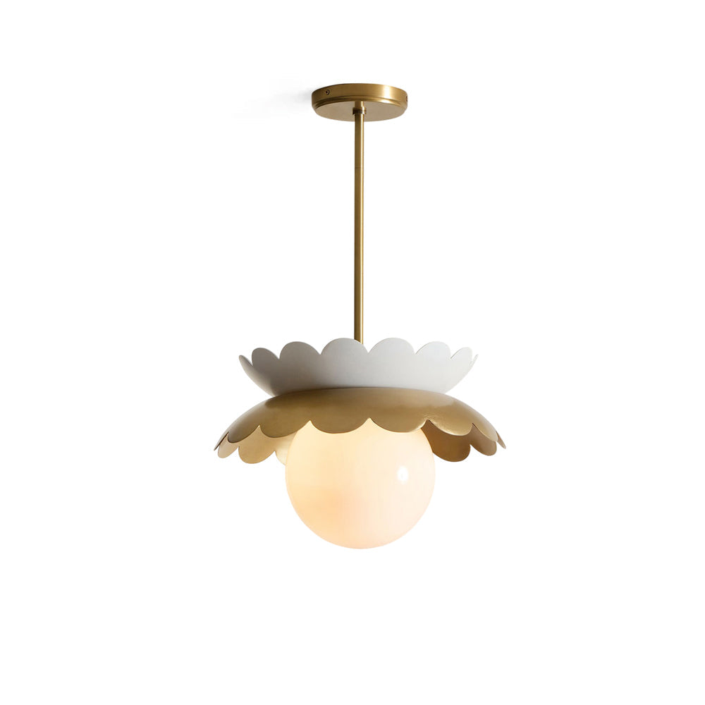 Capri Globe Pendant Light in gold and white finish.
