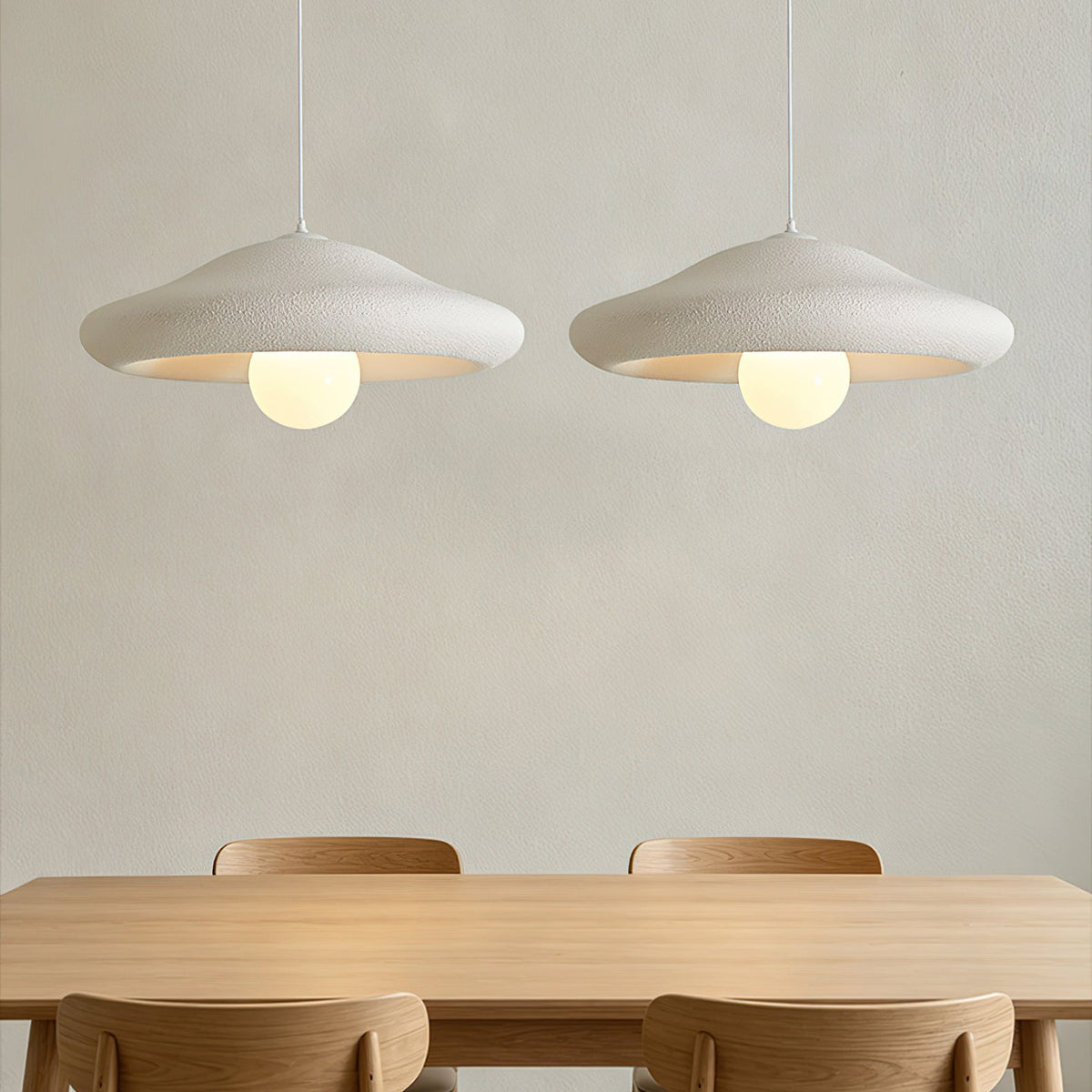 Close-up view of the textured surface of the Chalk Pendant Light.