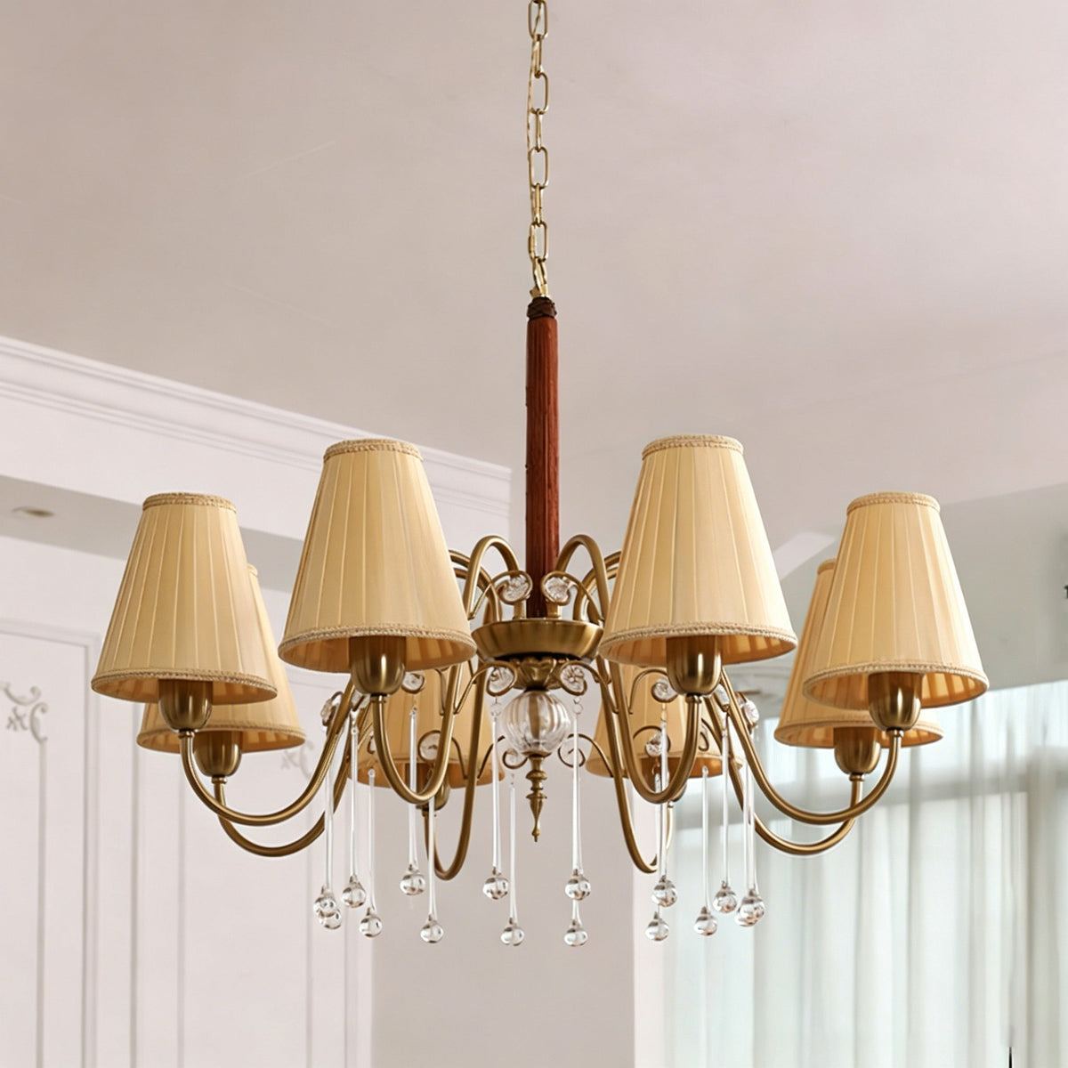 The 8-light version of the Chateaux chandelier against a neutral background.
